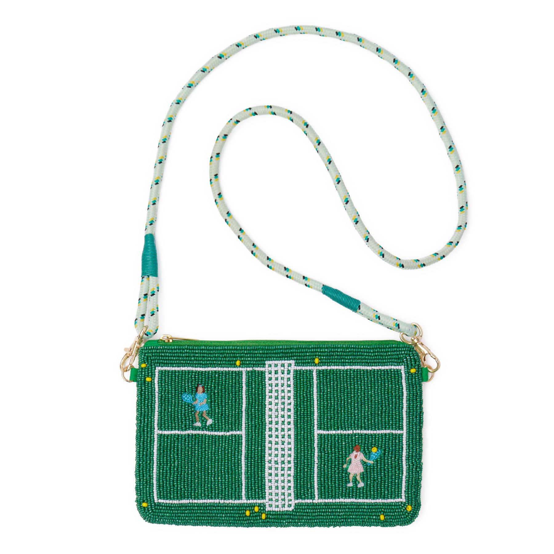 Leila Tennis Seed Bead Clutch With Strap | INK+ALLOY