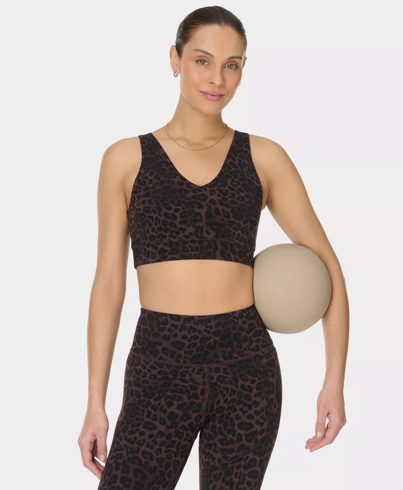Ultimate Studio Yoga Voop Bra - Brown Leopard Skin Print | Women's Sports Bras | Sweaty Betty | Sweaty Betty UK