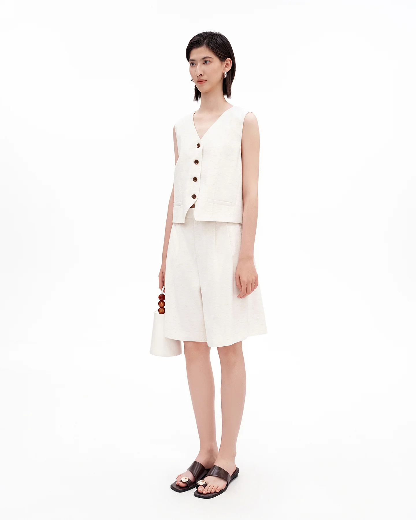 Loose-Fit Wide-Leg Knee-Length Shorts | SELFWHO
