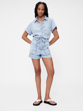 GapStudio Draped Denim Romper | Gap (US)
