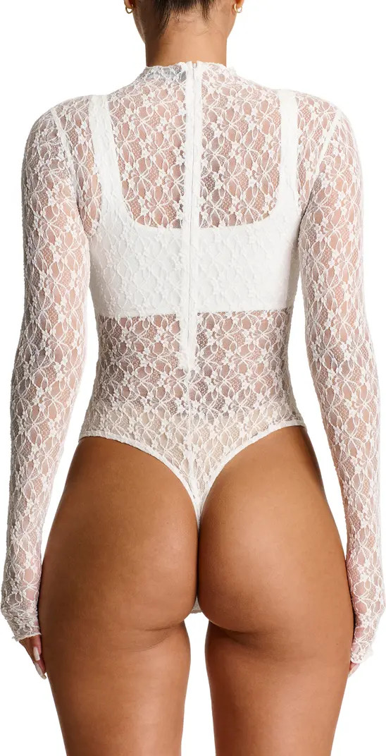 Mock Neck Long Sleeve Lace Bodysuit | Nordstrom