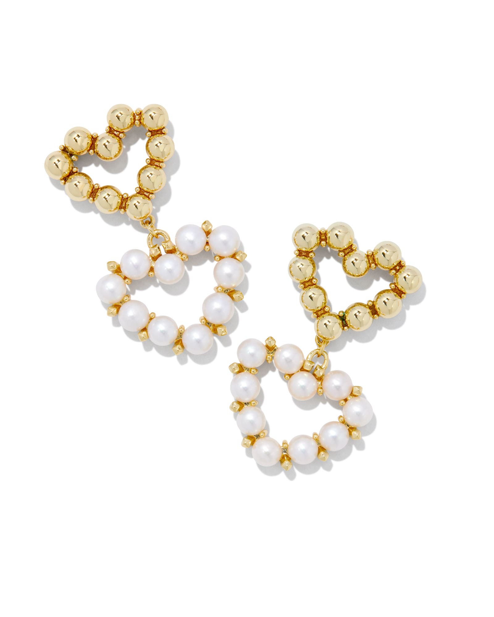 Ashton Gold Heart Drop Earrings in White Pearl | Kendra Scott