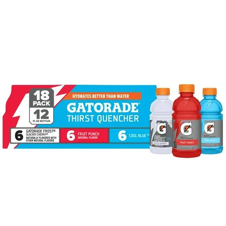 Gatorade Sports Drink, Fruit Punch/Glacier Cherry/Cool Blue Variety Pack, 12 fl oz, 18 Count Bottles | Walmart (US)