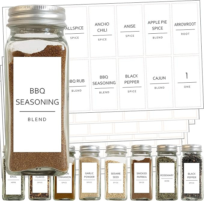 Talented Kitchen 140 Minimalist Spice Labels Set. Black Print on White Matte Backing, Water Resis... | Amazon (US)