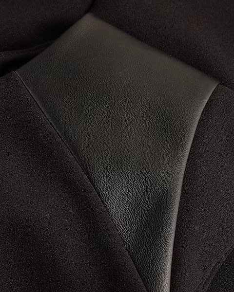 Faux Leather Pieced Crew Neck Cap Sleeve Midi Sheath Dress | Express