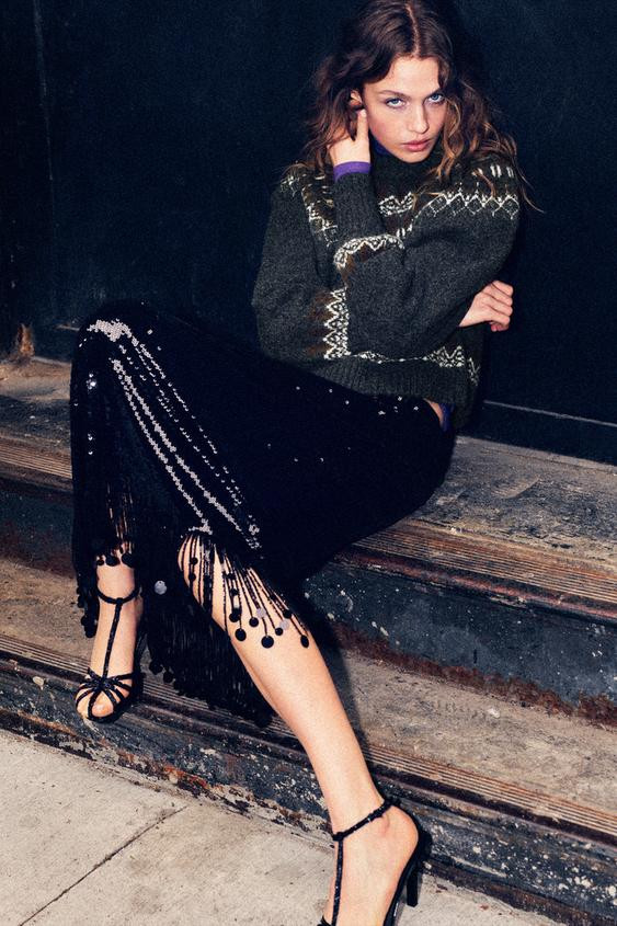 SEQUIN LONG SKIRT ZW COLLECTION | Zara US