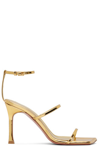 Amina Muaddi - Gold Maya Heeled Sandals | SSENSE