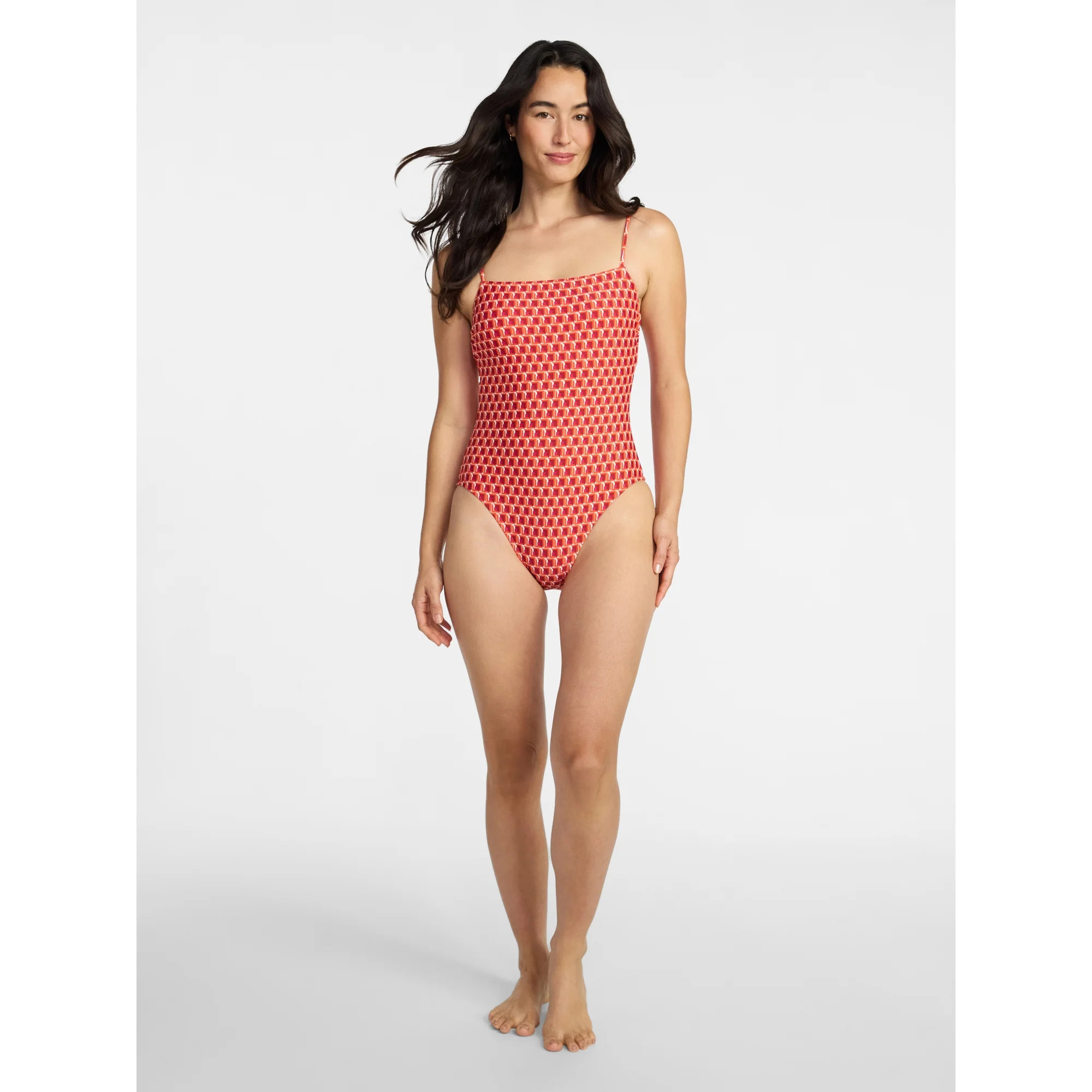 Time and Tru Women's and Women’s Plus Square Neck One-Piece Swimsuit, Sizes XS-3X, Family Swim | Walmart (US)