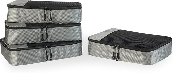 Amazon Essentials 4-Piece Packing Cubes Travel Accessories Set, Luggage Organizer with Double Zip... | Amazon (US)