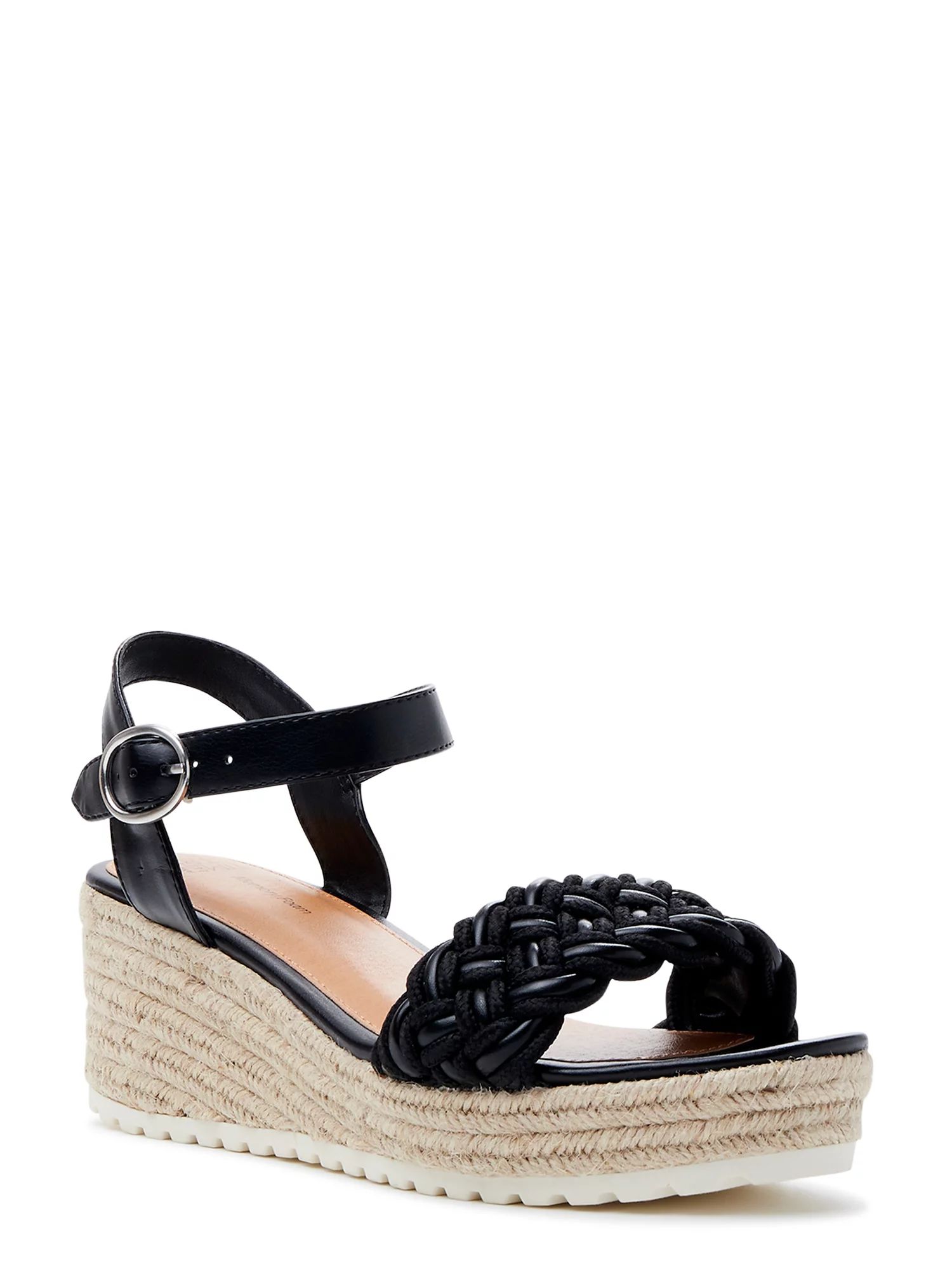 Time and Tru Women's Braided Wedge Sandals (Wide Width Available) | Walmart (US)