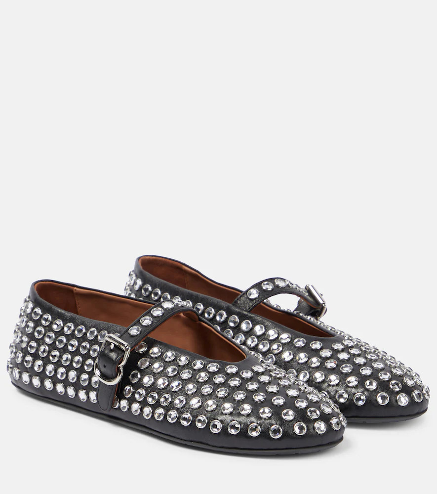 AlaÃ¯a Embellished leather ballet flats | Mytheresa (UK)