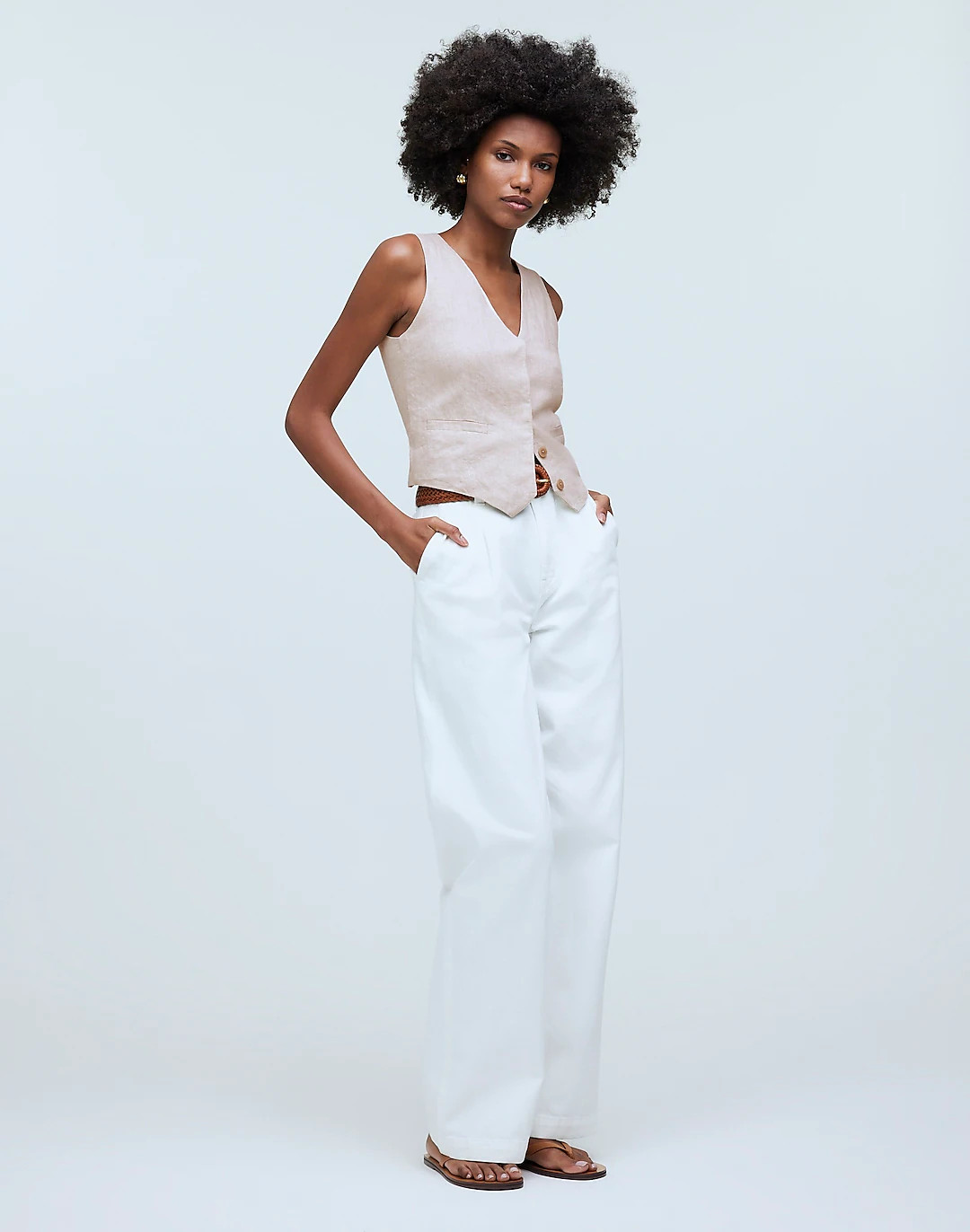 Single-Breasted Vest in 100% Linen | Madewell