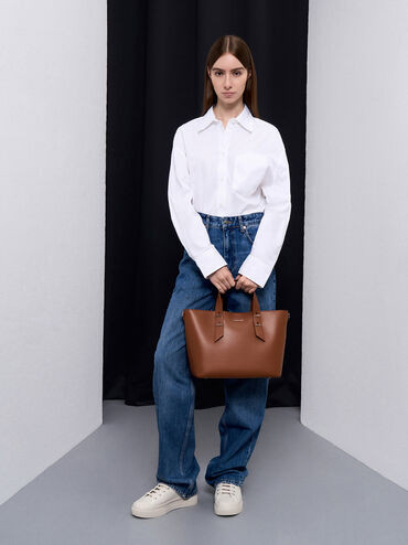 Shania Tote Bag
    
         - Chocolate | Charles & Keith AU