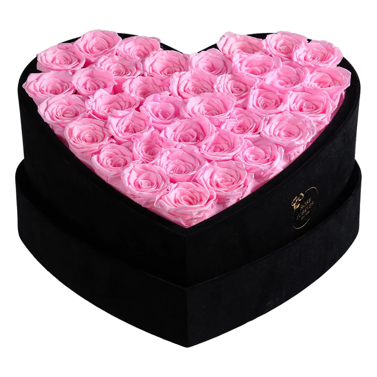 36 Fuchsia Roses - Black Heart Box | Rose Forever 