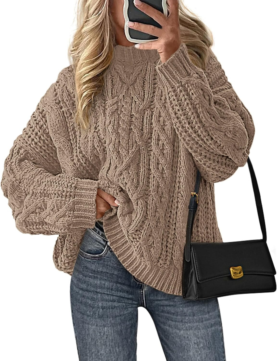 PRETTYGARDEN Womens Oversized Fall Sweaters Chunky Cable Knit Pullover Tops | Amazon (US)