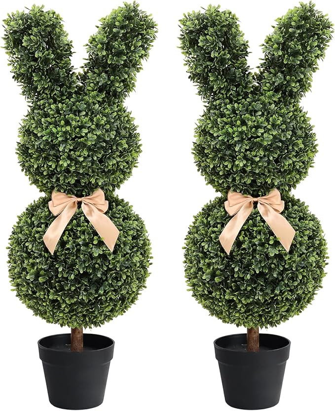Easter Bunny Topiary, 3 Ft Artificial Bunny Topiary Outdoor, Rabbit Boxwood Topiary for Easter Po... | Amazon (US)