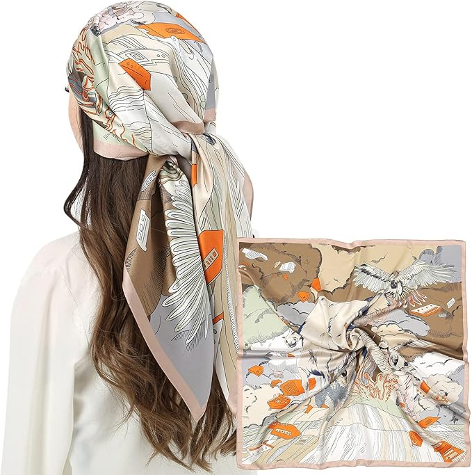 RIIQIICHY 100% Silk Scarf Head Scarf for Women Hair Scarf for Sleeping Hair Wrapping at Night Squ... | Amazon (US)