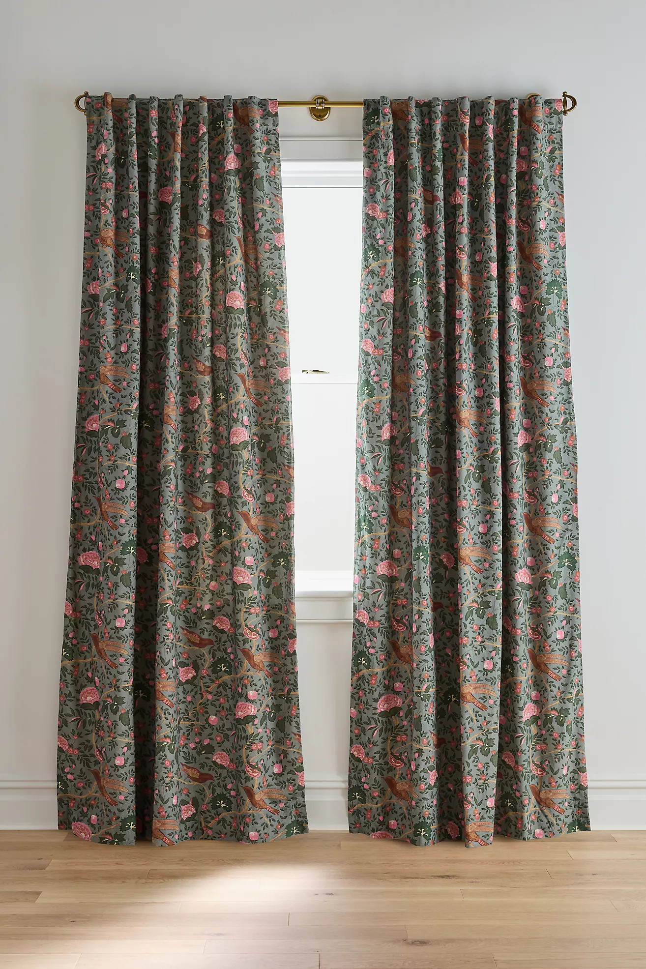 Wren Cotton Bird Print Blackout Curtain | Anthropologie (US)
