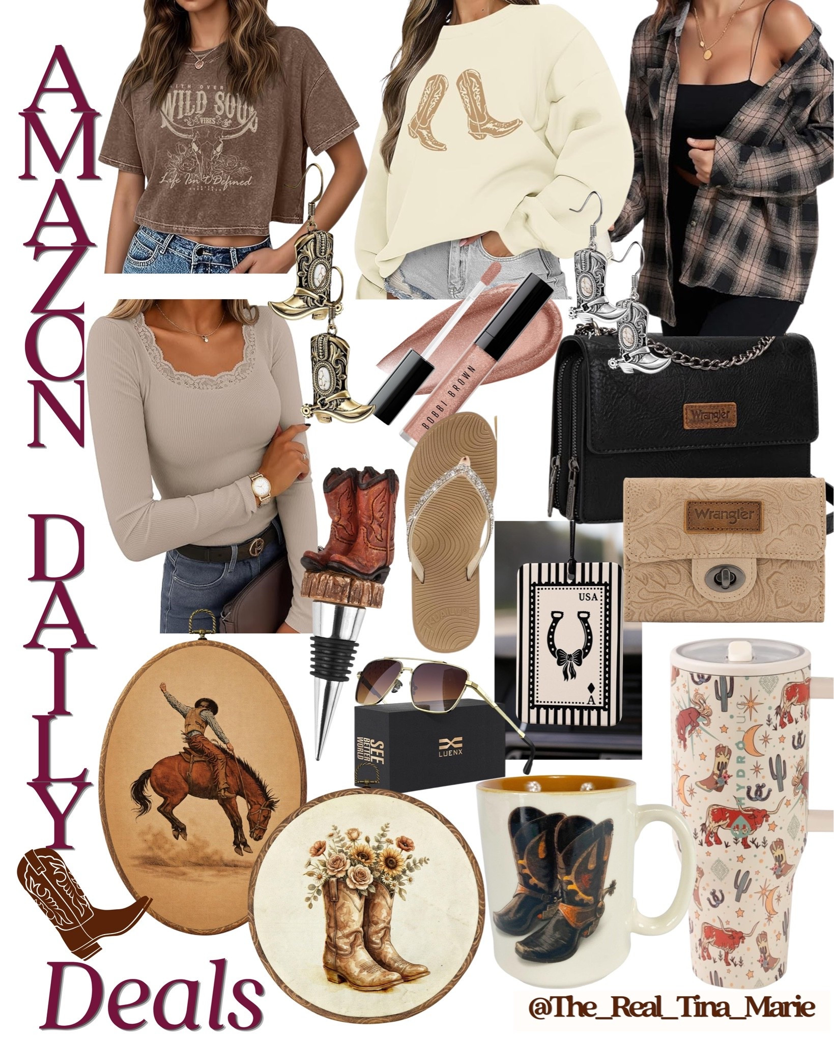 Amazon daily deals but make it western 🤎✨
Cowgirl graphic tees, cozy flannels, Wrangler finds, boot-inspired accessories, and all the neutral western vibes I’m loving lately. Everything linked in my LTK for your next Amazon haul 🤠☕️🐎

Which find are you grabbing first? 👢✨ #AmazonFinds #WesternStyle #CowgirlStyle #AmazonFashion #NeutralAesthetic