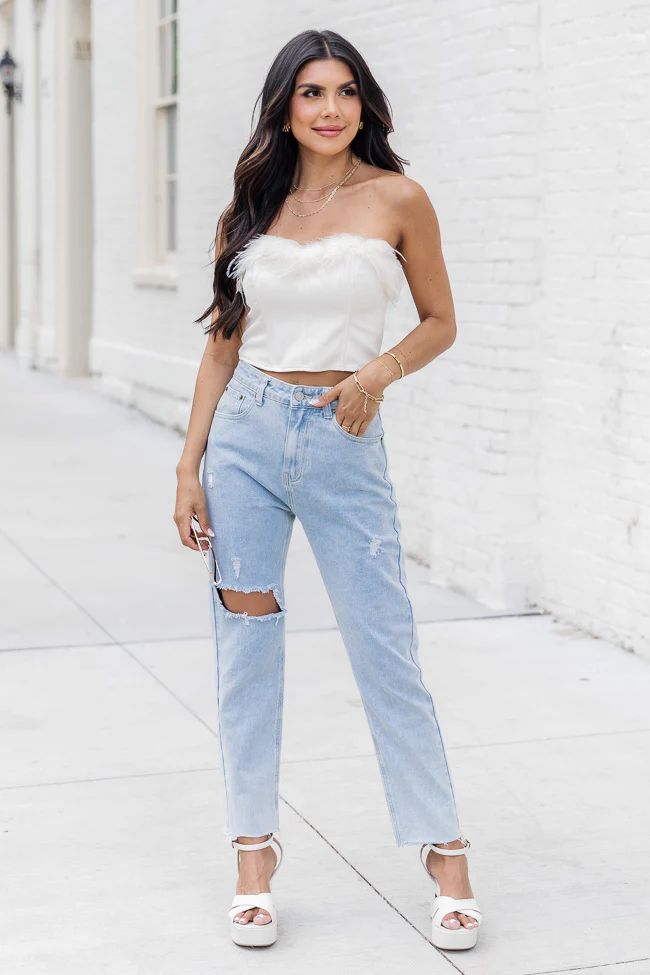 Harlow Light Wash Distressed Mom Jeans FINAL SALE | Pink Lily