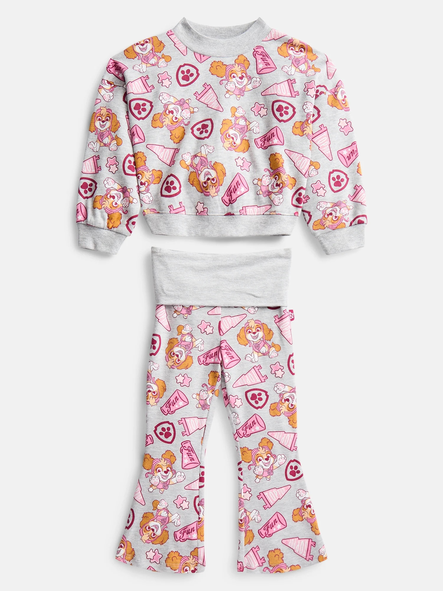 Paw Patrol Toddler Girls Allover Print Top and Flared Leggings Set, 2-Piece, Sizes 12M-5T | Walmart (US)
