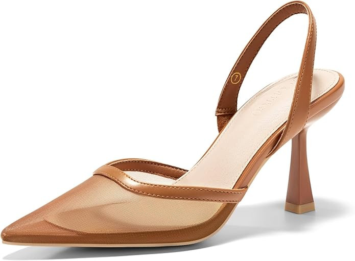 Coutgo Womens Slingback High Heels Sandals Mesh Closed Pointed Toe Stiletto Pumps Party Wedding D... | Amazon (US)