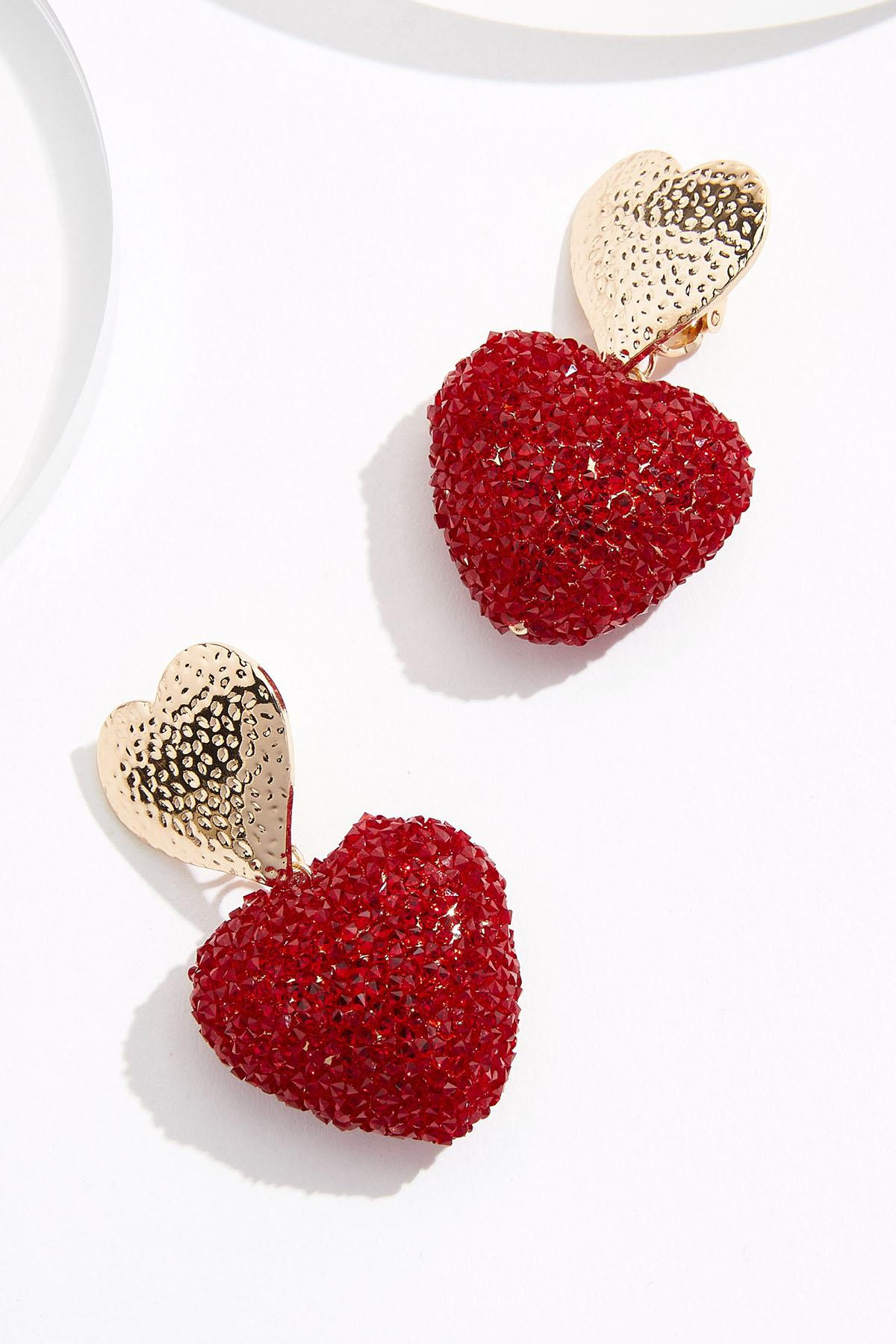 Red Puff Heart Clip- On Earrings | Cato Fashions