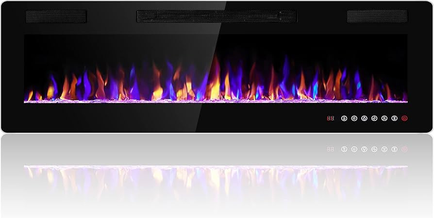 60 inches Electric Fireplace Recessed and Wall Mounted, Fireplace Heater and Linear Fireplace, wi... | Amazon (US)