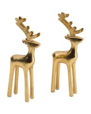 Set Of 2 11in Resin Gold Deer | TJ Maxx