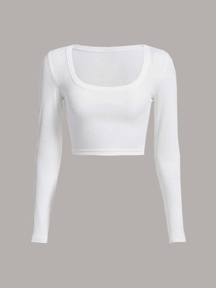 SHEIN EZwear Square Neck Crop Tee | SHEIN