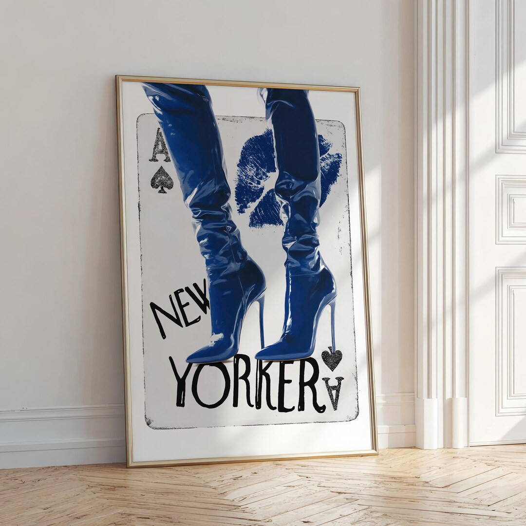 Ace of Spades Grunge Poster Y2k Room Decor, Navy Blue Wall Art New York Print Funky Home Decor, R... | Etsy (US)