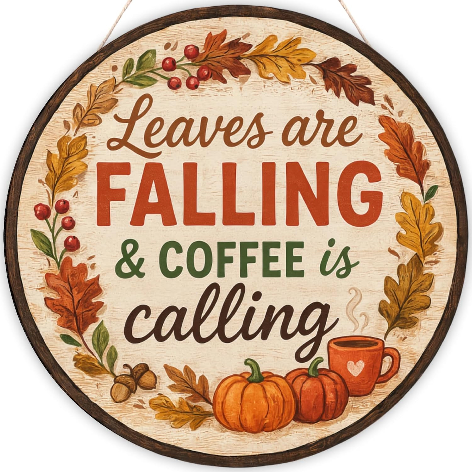 Fall Wooden Hanging Door Sign Gifts, Fall Coffee Decorations for Home | Amazon (US)