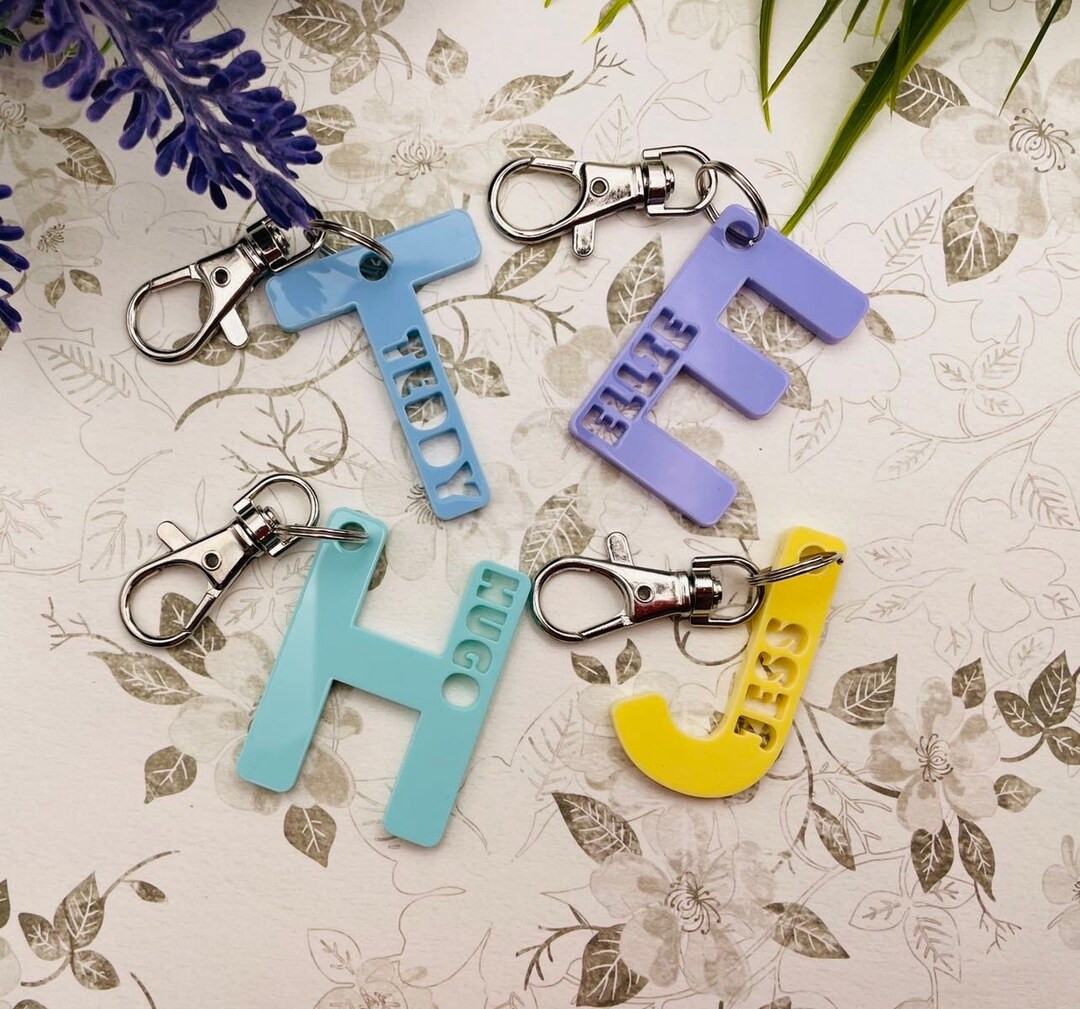 Personalised Letter Name Keyring Bag Tag. Back to School. - Etsy | Etsy (US)