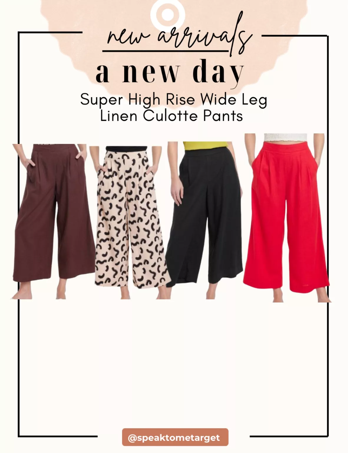 Women's Super High-Rise Wide Leg Linen Culotte Pants - A New Day