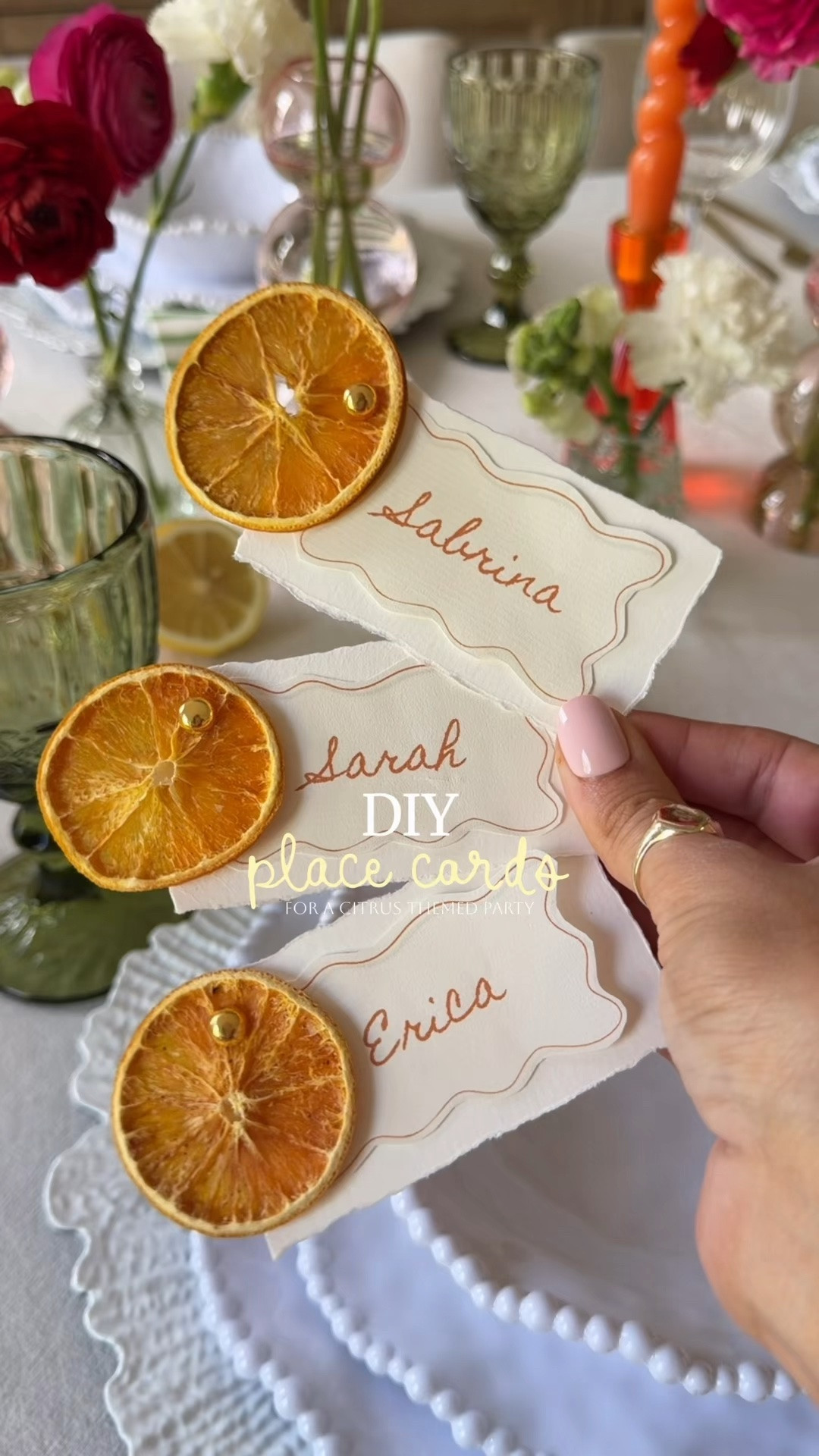 DIY place cards for a citrus themed party 🍊✨

The perfect personalized touch for your guests 

themed parties | hosting ideas | hosting tips | name card | place cards | DIY wedding

#LTKSeasonal #LTKSaleAlert #LTKHome