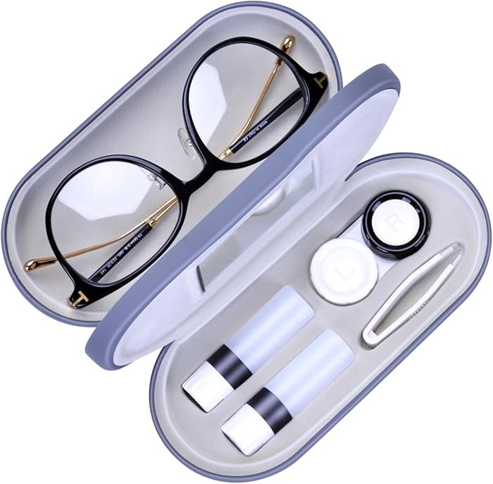 Muf 2 in 1 Double Sided Portable Contact Lens Case and Eyeglasses Case,Dual Use Design with Built... | Amazon (US)