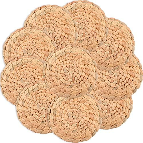 10 Pcs Water Hyacinth Coasters for Coffee Table, Boho Coasters for Drinks Funny, Drink Coaster Ma... | Amazon (US)