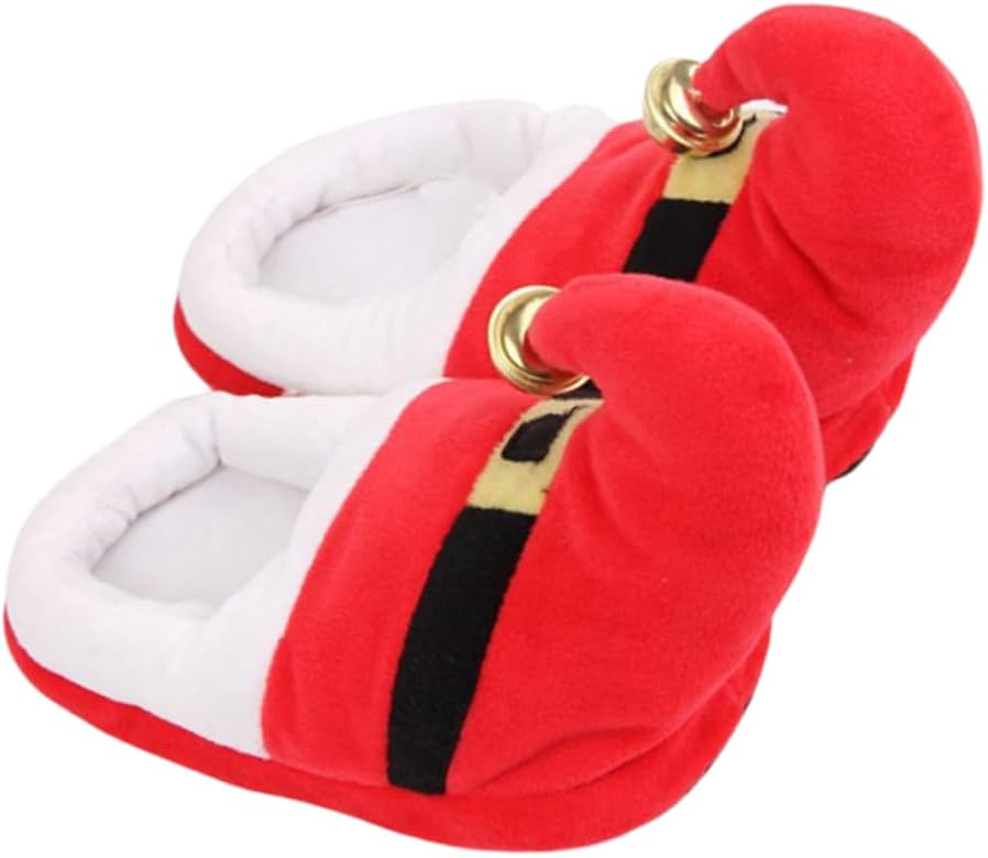 Happyyami 1 par de pantuflas de elfo de Navidad, antideslizantes, de felpa, cálidas, para adulto... | Amazon (US)
