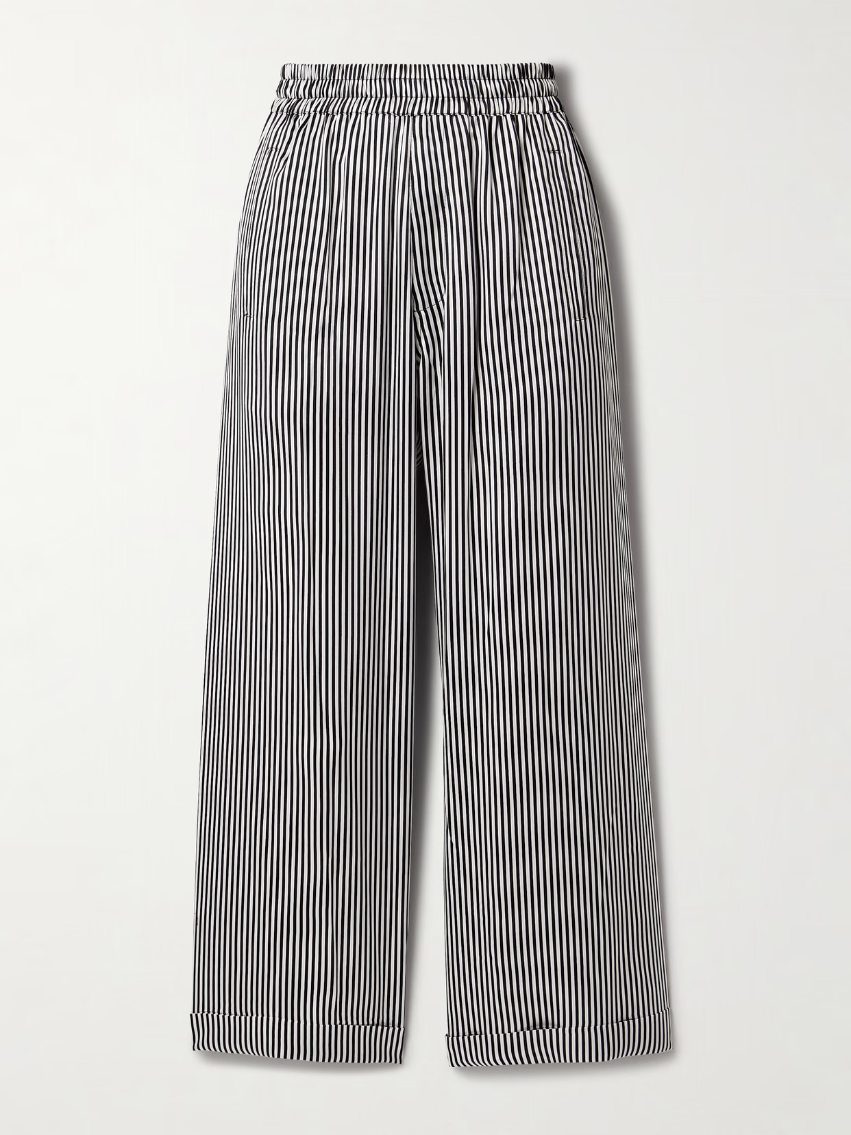 Suzie Kondi - Finance Striped Silk-satin Wide-leg Pants - Black | NET-A-PORTER (US)