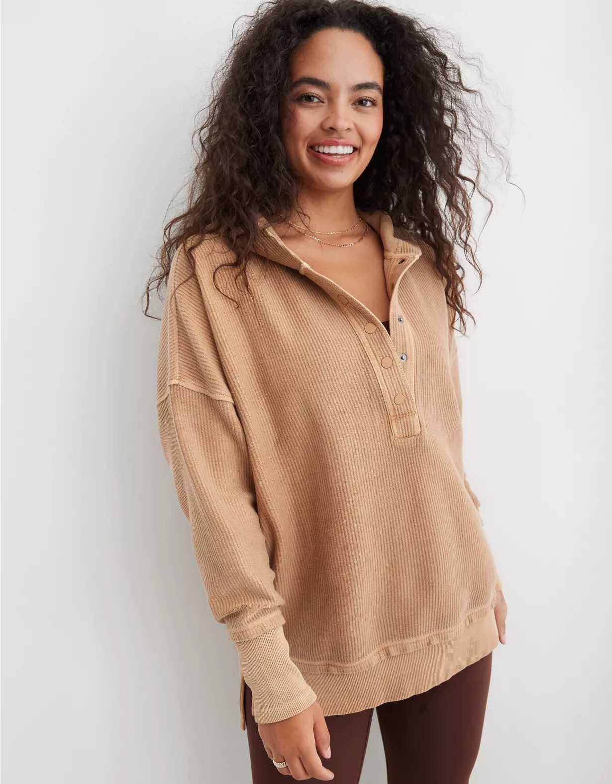 Aerie Textured Henley Hoodie | American Eagle Outfitters (US & CA)