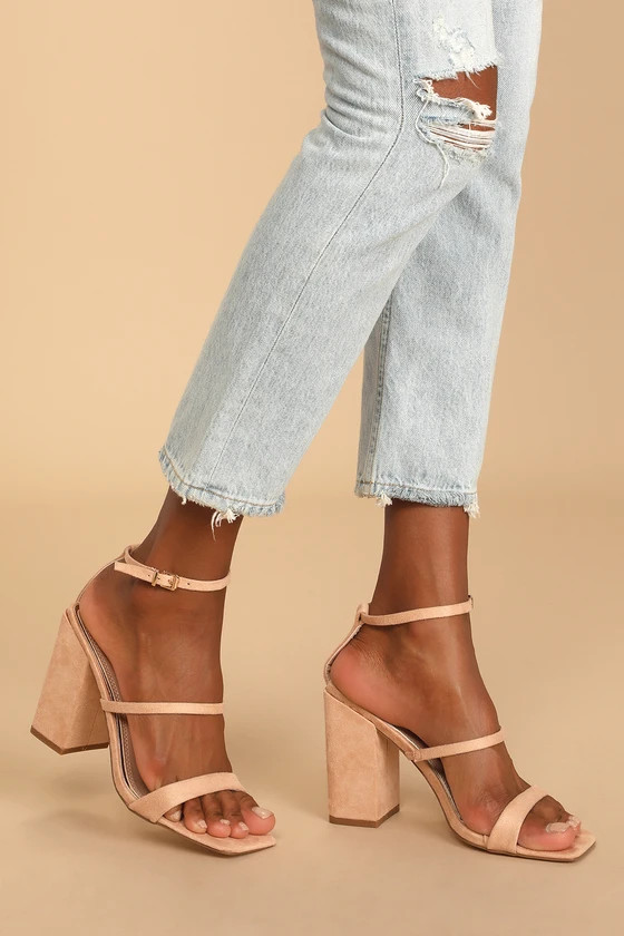 Mabie Light Nude Suede Ankle Strap High Heel Sandals | Lulus (US)