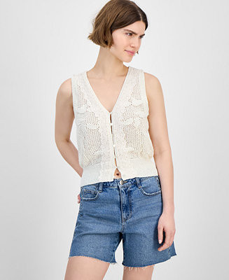 And Now This Women's Lace-Trim Button-Front Sweater Vest - Macy's | Macy's