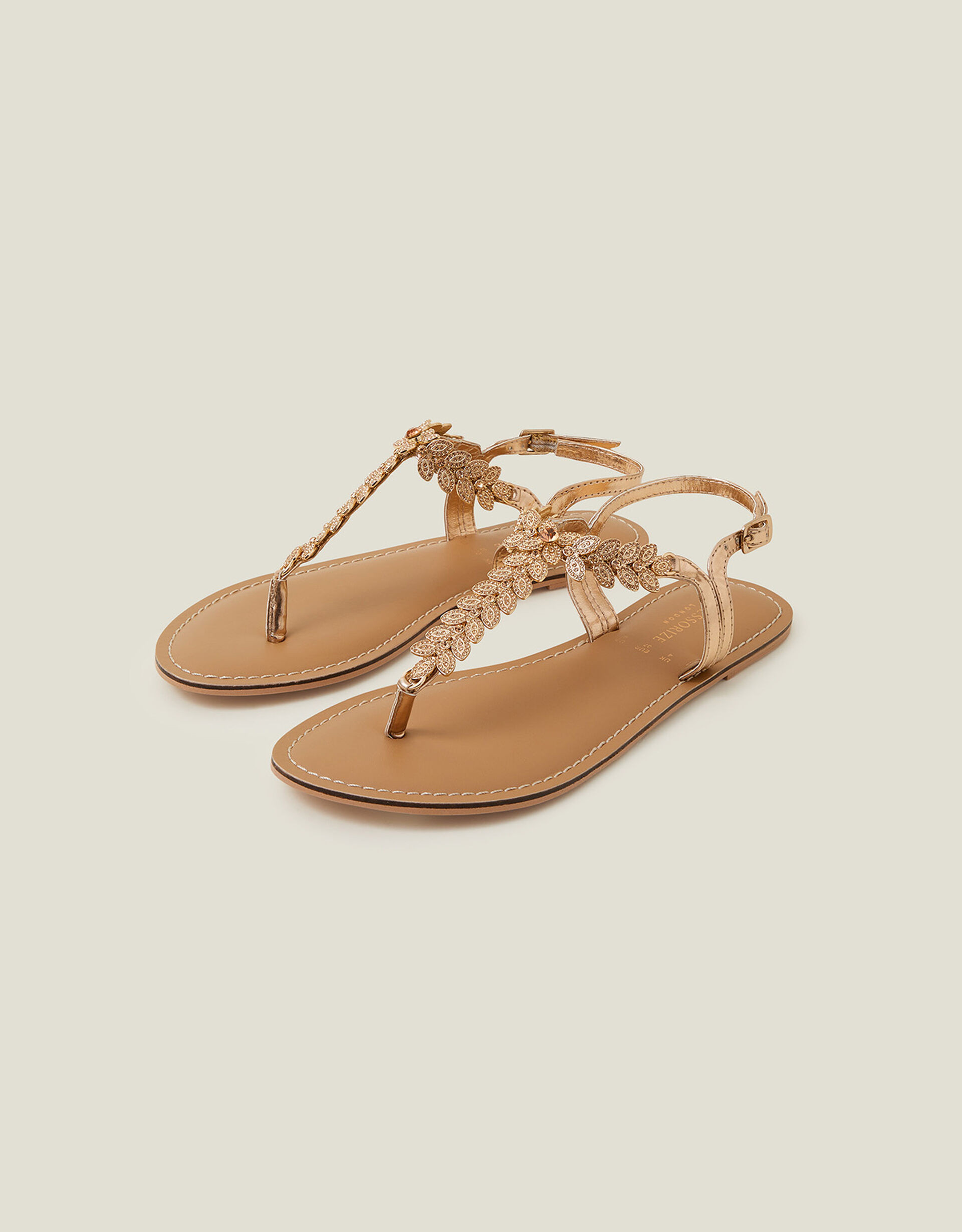 Diamante Leaf Embellished Sandals Gold | Accessorize (Global)