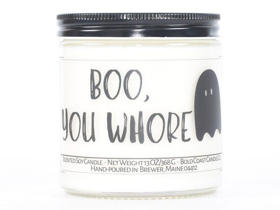 Read the full title
    Boo You Whore, Funny Halloween Decor, Halloween Candle, Customizable Cand... | Etsy (US)