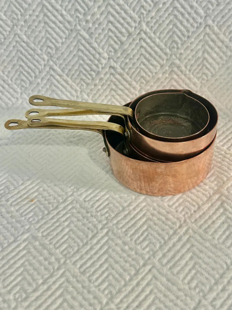 Vintage Copper & Brass Measuring Cups, Set of 4 \u2013 French Country Farmhouse Decor - Etsy | Etsy (Global)