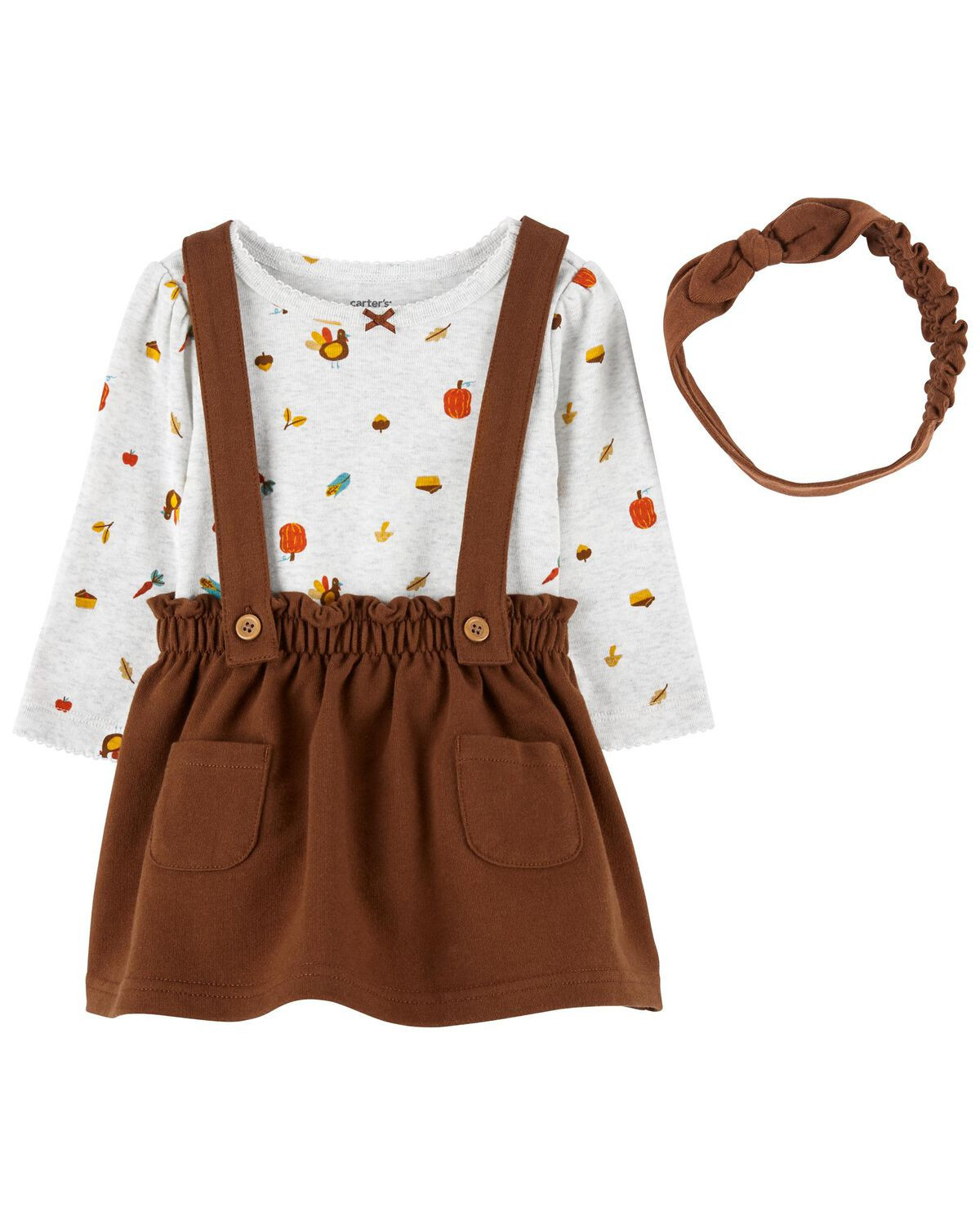 Heather/Brown Baby 3-Piece Thanksgiving Jumper Set | carters.com | Carter's
