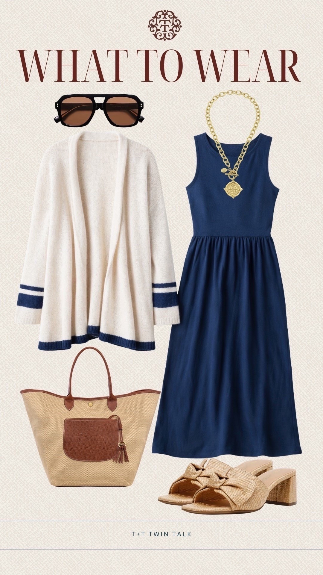 We’re loving this navy dress paired with the new cardigan from Social Threads. The anchor detail on the back adds a fun, unexpected touch. Finish the look with Amazon heels, our favorite Longchamp bag, and a Susan Shaw necklace.

#LTKSeasonal #LTKOver40 #LTKootd