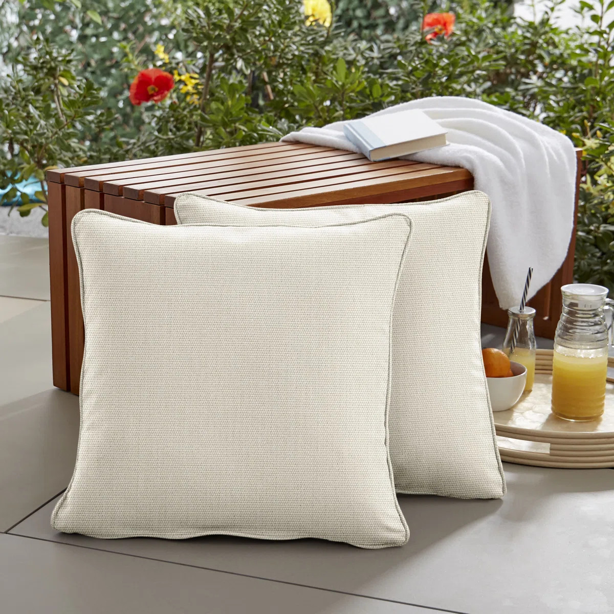 Tinsley Sunbrella® Throw Square Indoor/Outdoor Pillow Cover & Insert (Set of 2) | Wayfair North America