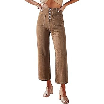 Sidefeel Women's Wide Leg Jeans High Waisted Stretchy Straight Leg Jeans Buttoned Loose Denim Pan... | Amazon (US)