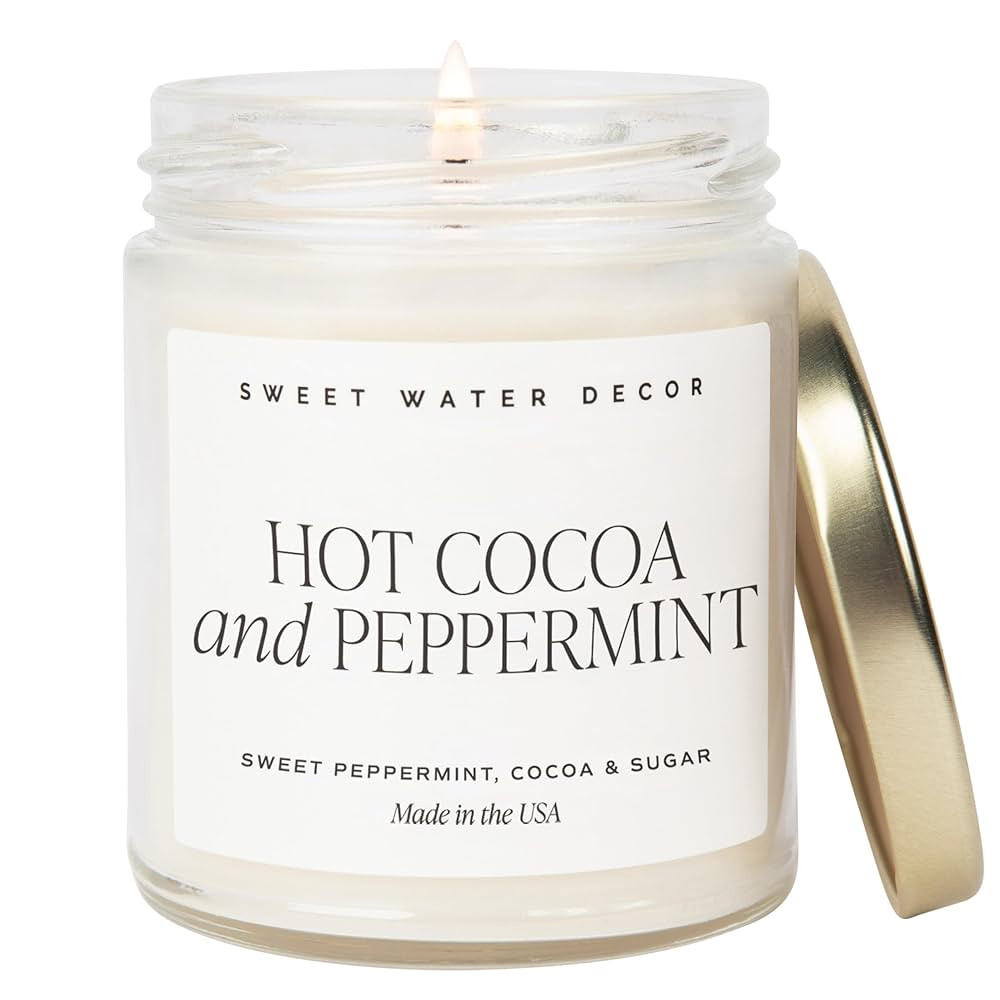 Sweet Water Decor Hot Cocoa and Peppermint Soy Candle | Chocolate, Peppermint, and Vanilla Holida... | Amazon (US)
